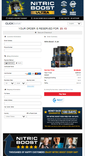 Nitric Boost order page